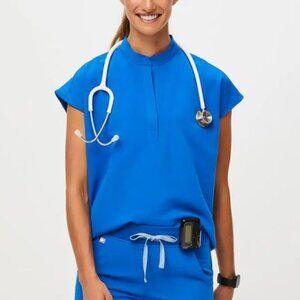 Figs Women's Rafaela Oversized Scrub Top in Electric Blue